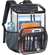 PACKISM Clear Backpack for School, 17 inch Flap Top Quick Access Heavy Duty Bookbag, Reinforced S...