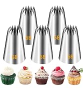 Suuker 6B Piping Tips Set, Seamless Stainless Steel Medium Cake Decorating Tips, 5 Pieces Frostin...