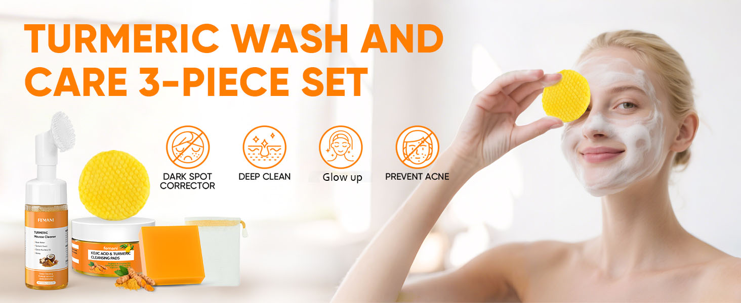 turmeric face wash with brush turmeric pads for face