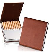 ZHOMA Portable Slim Leather Cigarette Case with Magnetic, Metal Cigarette Carrying Box for Hold 1...