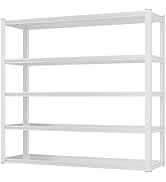 Homdox 48”W Garage Shelving, 3000LBS Heavy Duty Storage Shelves, 5 Tier Adjustable Metal Shelves ...