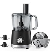 DUMOS Food Processor 10.5 Cup, 600W Electric Vegetable Chopper with French Fry Slicer, Dough Mixe...