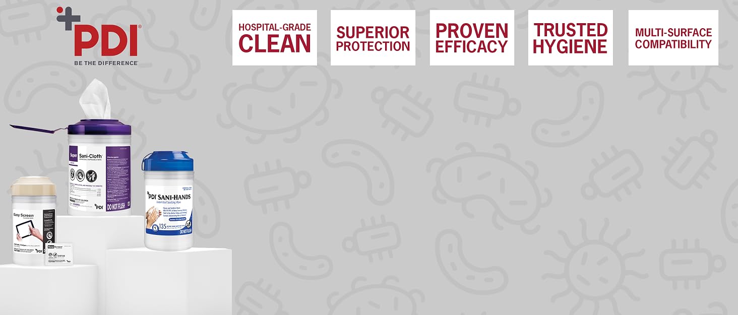 PDI Brand Story, Super Sani-Cloth Wipes, Bleach, Easy Screen Cleaning Wipes