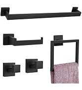 Woekme 5 Pieces Towel Bar Set Matte Black Bathroom Hardware Accessories Set Include Towel Rack TP...