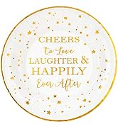 Crisky 50 Counts Cheers to Love Gold Plates for Bridal Shower, Wedding, Engagement, Bachelorett P...