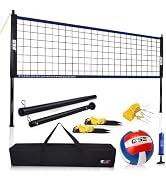 GSE Portable Badminton Volleyball Combo Set for Backyard Lawn/Beach with Volleyball/Badminton Net...