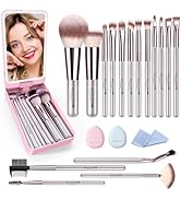 Makeup Brushes with Case, 20PCs Travel Makeup Brush Set, Foundation Concealer Blush Eyeshadow Bru...