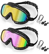 Aegend Swim Goggles for Adult Youth - 2 Pack Wide View Anti-Fog Anti-UV Swimming Goggles for Men ...