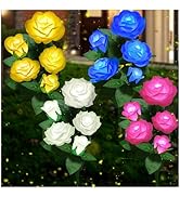 YWYWLED Solar Flower Lights Outdoor - Upgraded New Material Two Modes Realistic LED Solar Powered...