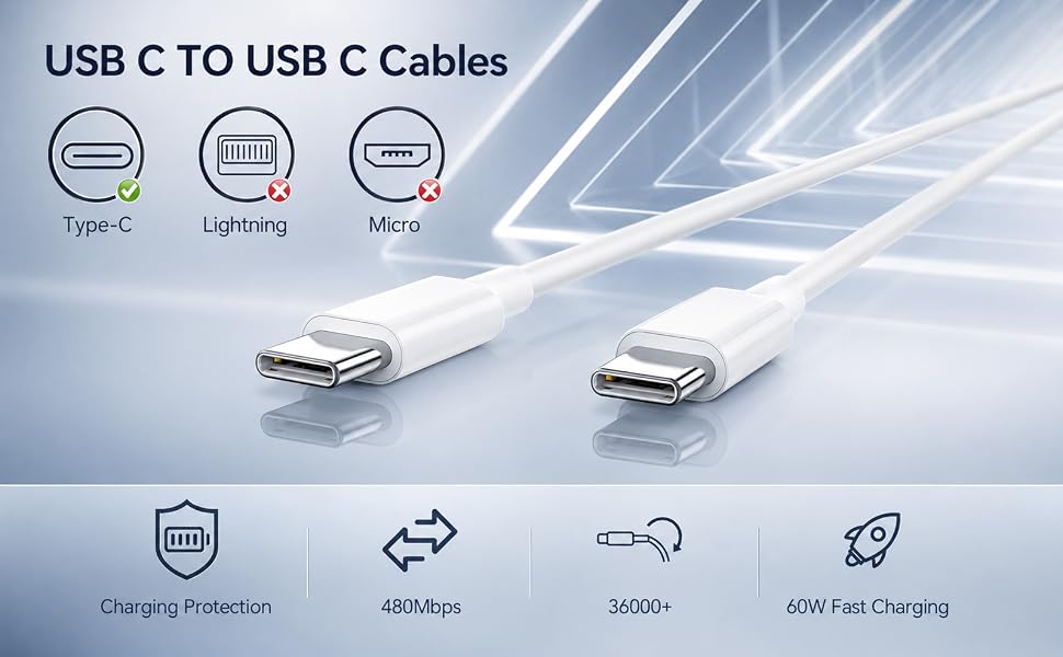 3A USB C to USB C Charging Cable