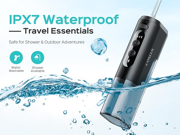 COSLUS Mini Water Flosser for Travel: Portable Compact Design, Cordless Oral Irrigator for Braces