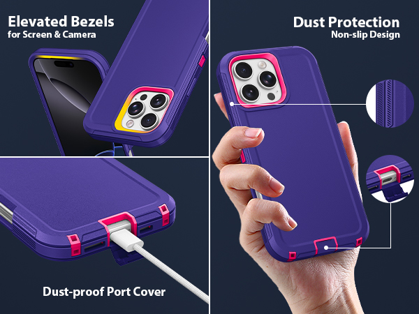 Jelanry iphone 16 pro max phone Case Heavy Duty Rugged Dual-Layer Protection Shockproof Dropproof