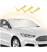 Foldable Sunshade for Car Windshield with Mirrors Cut-Out Design,99% UV Heat Shield Reflector Aut...