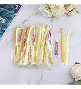 Xuezoioy 100 Pack Disposable Toothbrushes with Toothpaste and Comb Set,10g Toothpaste,7inch Hair ...