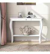 ChooChoo Narrow Console Table with Drawer, Chic Accent Sofa Table, Entryway Table, White
