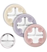 Bakpoco Stainless Steel Suction Plates for Toddlers, 8" Divided Kids Baby Plates with Removable S...