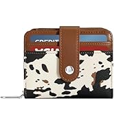 Sunwel Fashion Cow Print Wallet Card Slots Small Wallet with Zipper Coin Pouch Wallet for Women G...