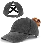 Zylioo XXL Oversize Ponytail Baseball Cap,Large Washed Criss Cross Golf Cap,Low Profile Sports Ca...