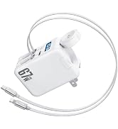 Hatalkin 5-in-1 Retractable Wall Charger for iWatch, 67W GaN USB C Fast Charging Block with 2 Bui...