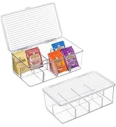 2 Pack Stackable Tea Bag Organizer, Vtopmart Plastic Tea Storage Box for Kitchen Pantry Cabinets ...