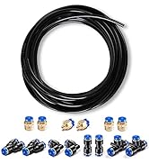 CGELE Pneumatic Tubing Black PU Air hose Pipe Tube Kit 5/32 inch or 4mm OD 2.5mm ID 39.4ft/12 Met...