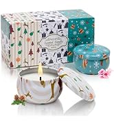 2 Pack 2.5 oz Christmas Candles Gifts Set, Natural Soy Christmas Pine Tree and Cherry Blossom Aro...