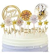 BEAN LIEVE Birthday Candles Set - Cake Topper Decoration with Cake Candles Confetti Balloon Stars...
