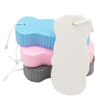 Bath Sponged in colors white, blue, pink, and gray stacked.