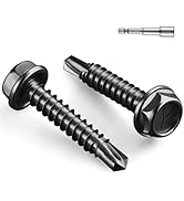 BNUOK #10 x 1 Inch Self Drilling Screws, (50pcs) 0.5 lbs Black Self Tapping Screws for Metal, 410...