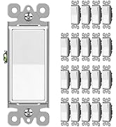 CML Matte White Decorator Single Pole Light Switch, Rocker Paddle Wall Switch, 15A 120/277V, 3-Ye...