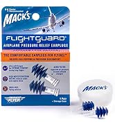 Mack’s Flightguard Airplane Pressure Relief Earplugs – 26dB NRR, 33dB SNR – Comfortable, Safe, Tr...