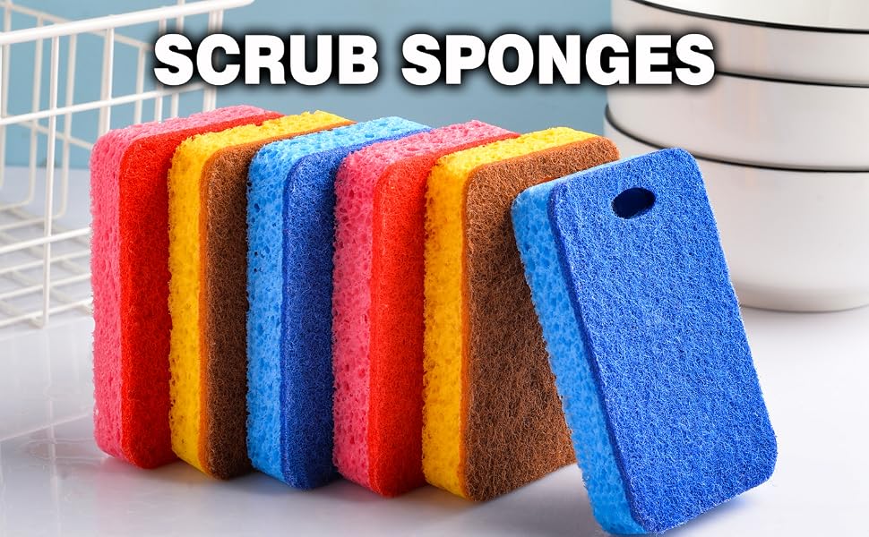 Compressed Cellulose Sponges Non-Scratch Natural Sponge Cleaning Scrub Sponge