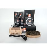 G.B.S Beard Growth Kit – W/Beard Roller, Oil & Growth Serum, Balm, Elegance Soft Tame Brush, Wood...