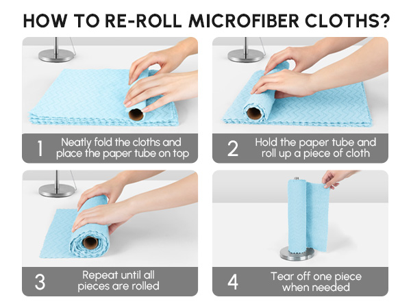 How to re-roll microfiber cloths?