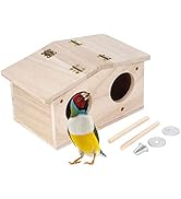 HAOHIZE Bird Nesting Box, Wooden Cockatiel Breeding for Cages, Parakeet Box Wooden Pet Bird Nests...