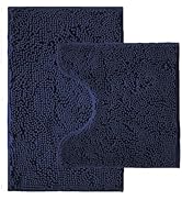 Bathroom Rugs Sets 2 Piece,Super Absorbent Chenille Bath Mats and U-Shaped Toilet Rug,Strong PVC ...