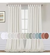 H.VERSAILTEX Natural Linen Tab Top Curtains 84 Inch Length for Living Room 2 Panel Drape Semi She...