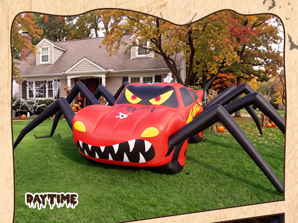 Super Giant 19.7 FT Halloween Inflatables Spider Car Outdoor Decorations
