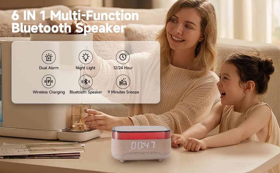 Wireless Charging Station with Digital Alarm Clock & Night Light