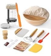 Complete Bread Proofing Basket Kit | All-in-One Set with Banneton(9 in), Sourdough Starter Jar Ki...
