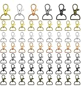 60pcs Swivel Snap Hook D Ring,Metal Swivel Clasps D Rings Lanyard Snap Hooks Lobster Clasp Key Ch...