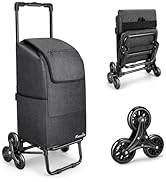 KEDSUM 2 in 1 Stair Climbing Cart, 60L/300LBS Grocery Cart on Wheels for Stairs, Shopping Carts f...