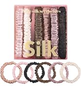 6Pcs Silk Hair Ties, Pure Mulberry Silk Hair Scrunchies No Damage Skinny Scrunchies Silk Ponytail...