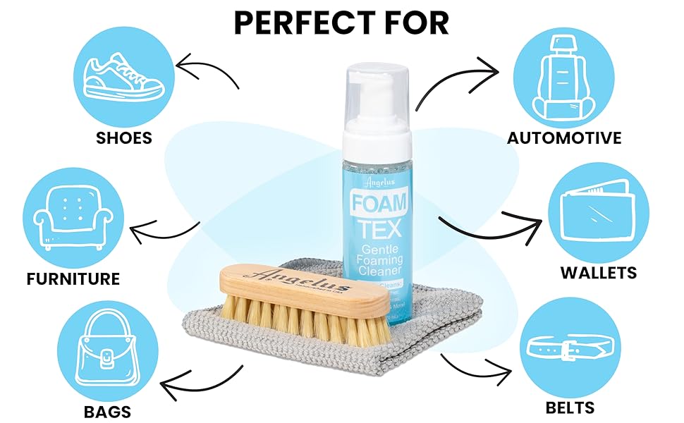 angelus foam tex Kit, sneaker cleaner for leather, suede, canvas, shoe cleaner and bag