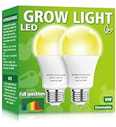 mfxmf 2 Pack LED Grow Light Bulbs A19 Bulb, Full Spectrum Plant Light Bulb, 9W E26 Grow Bulb Repl...