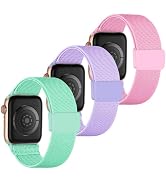 Stretchy Band Compatible with Kids Apple Watch Band 38/40/41mm & 42/44/45mm, Soft Nylon Braided S...