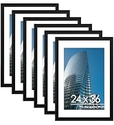 PEALSN 24x36 Poster Frame Set of 6, Display Pictures 20 x 30 with Mat or 24 x 36 without Mat, Pos...