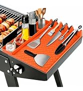 Silicone Grill Tool Mat for Blackstone, BBQ Griddle Mat with Drip Pad, Side Mats for Blackstone G...