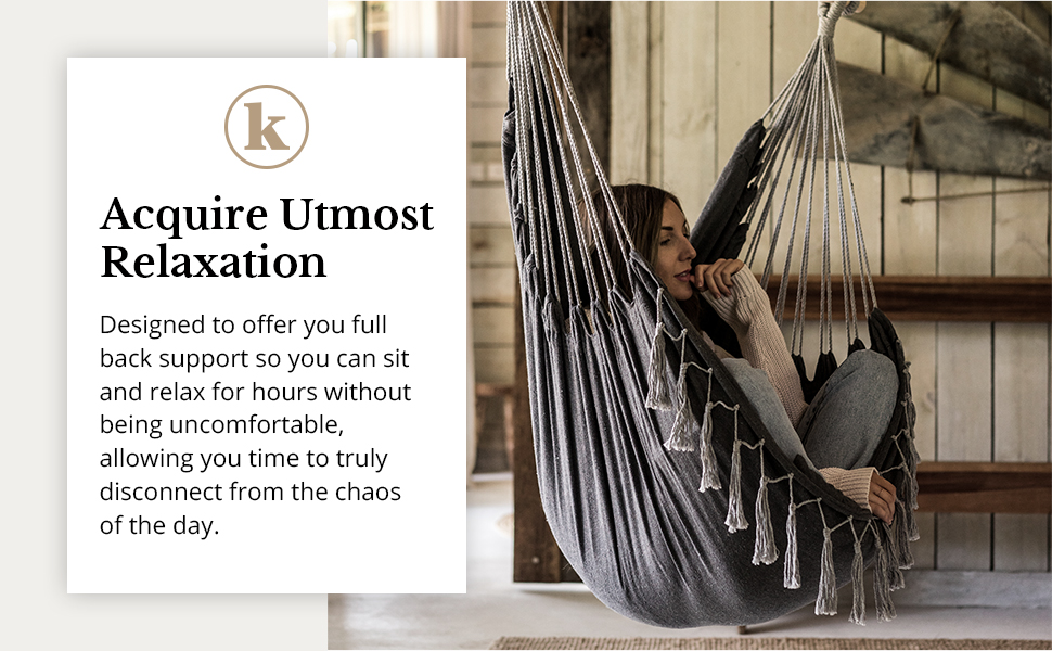 Komorebi Hanging Hammock Chair Swing Grey
