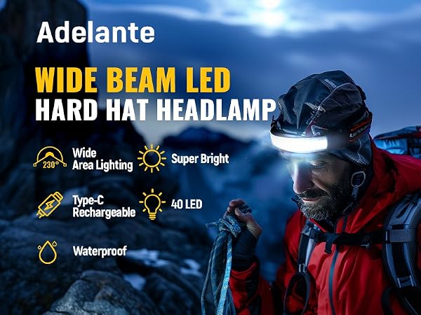 Adelante Wide Beam LED Hard Hat Headlamp